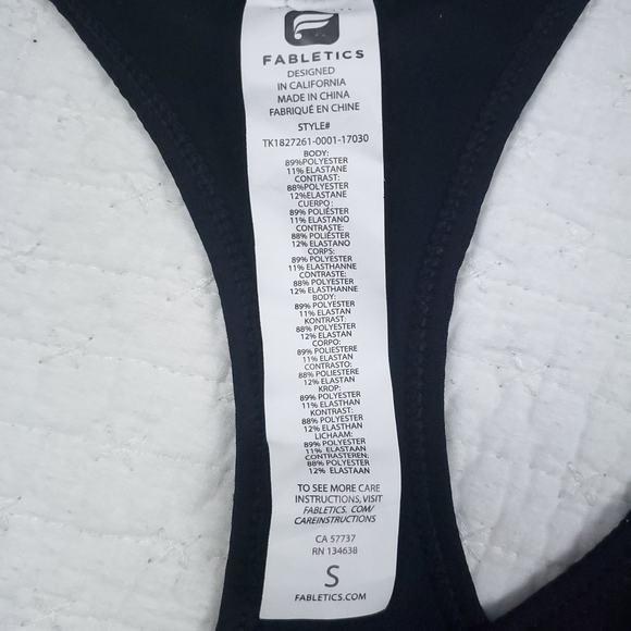 Fabletic Racerback Athletic Black Cashel Curved Running Fitness Racerback Tank S - Picture 5 of 12